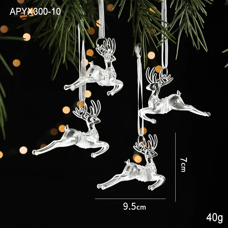 3pcs 2025 Christmas Decorations Christmas Transparent Snowflake Pendants Christmas Tree Home Decorations
