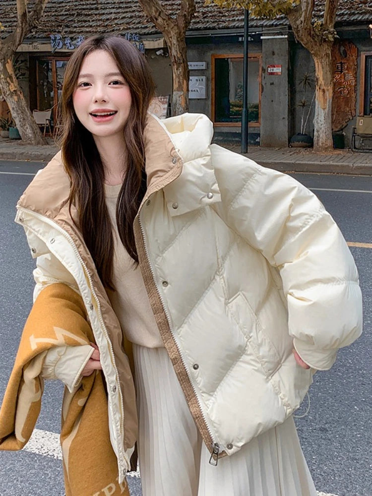 2025 Women Clothing Short Cotton Coat Winter New Style Loose Fit Thickened Petite Cotton Jacket Cold Protection Bread Parkas