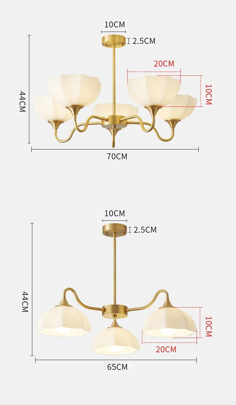 Light Luxury Cream Style Living Room Chandelier Bedroom Dining Room Brass Lamp Attic Lobby Hotel LED Home Lighting Decoration