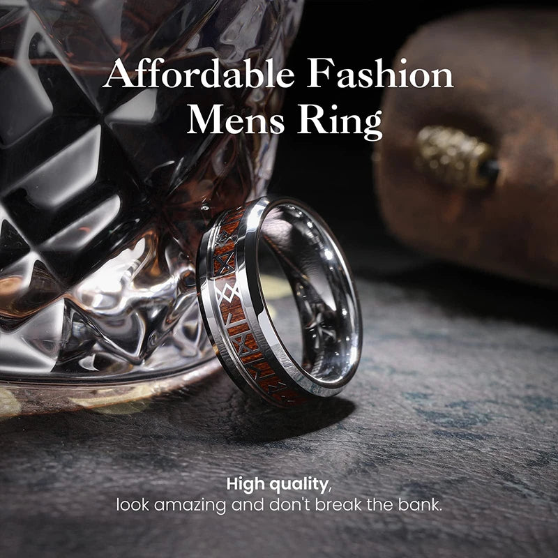 2025 Classical Viking Rune Wood Grain Rings For Men Anniversary Party Jewelry Accessories Gift Fashion Stainess Steel Men Rings