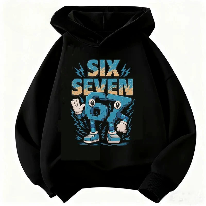 Children Hoodie 67 Six Seven Clothing Steal A BrainRot Cartoon Girls Boy Hooded Italian Brainrot Sweatshirt Korean Pullover Tops