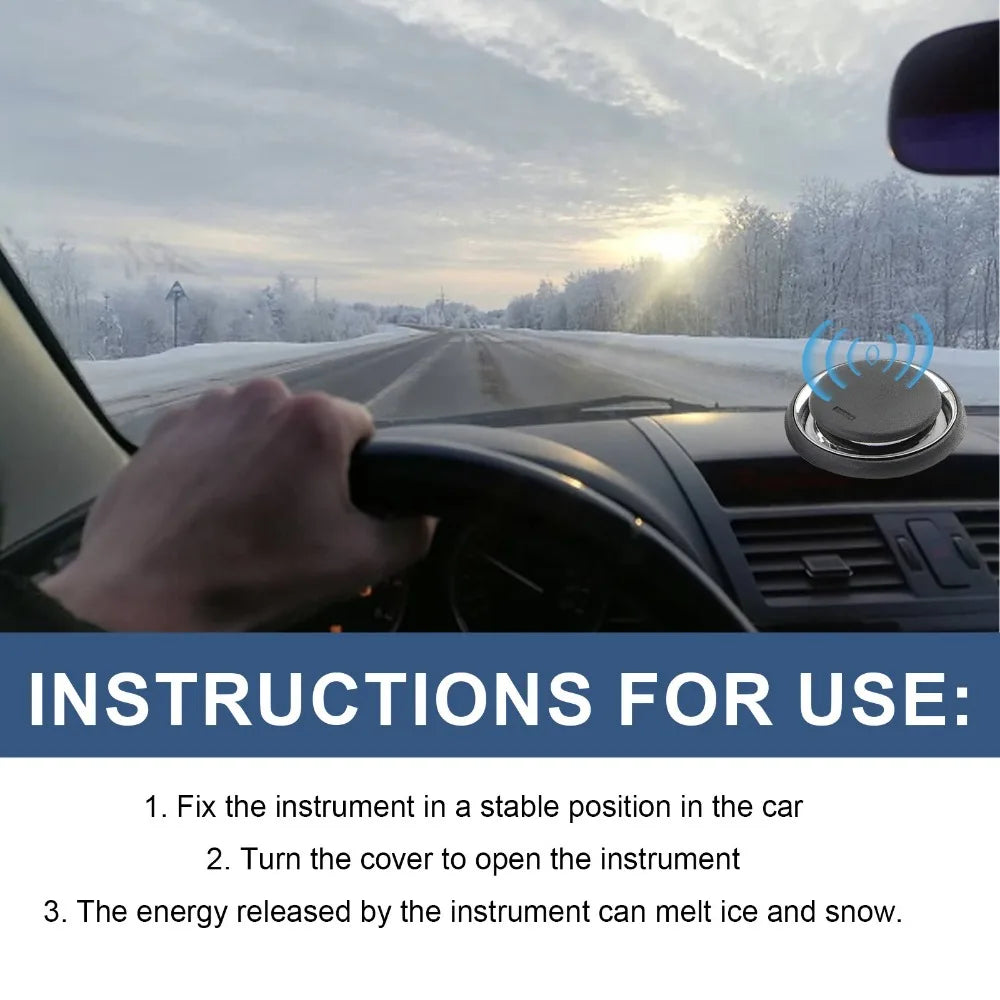 New Electromagnetic Ice Melting Deicer Molecular Portable Car Antifreeze Tools Round Solar Power Supply Snow Remover for Winter