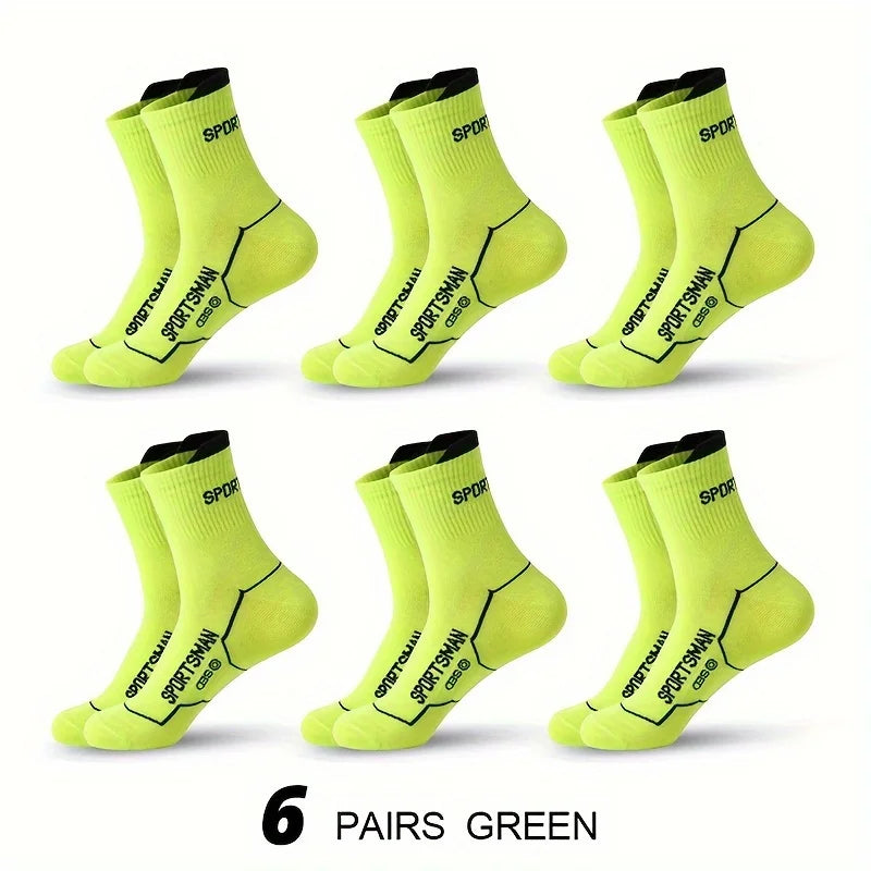 6 Pairs Socks Men's Short Socks Sweat Absorbent and Odorous Basketball Socks Running Sports Socks Breathable Mesh Men's Socks