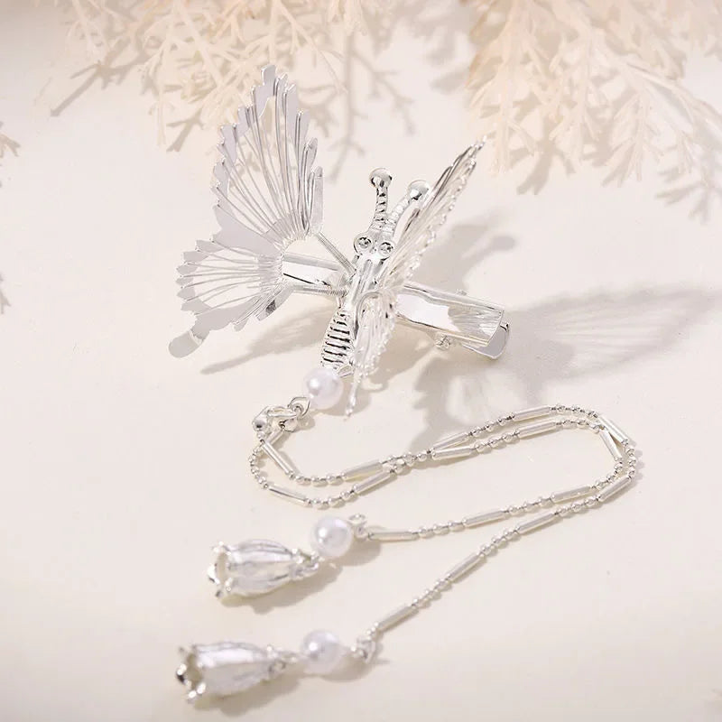 Elegant Butterfly Tassel Hairpin Female Fashion Sweet Moving Flying Hair Clip Butterfly Side Clip Hairpin for Girls Headdress