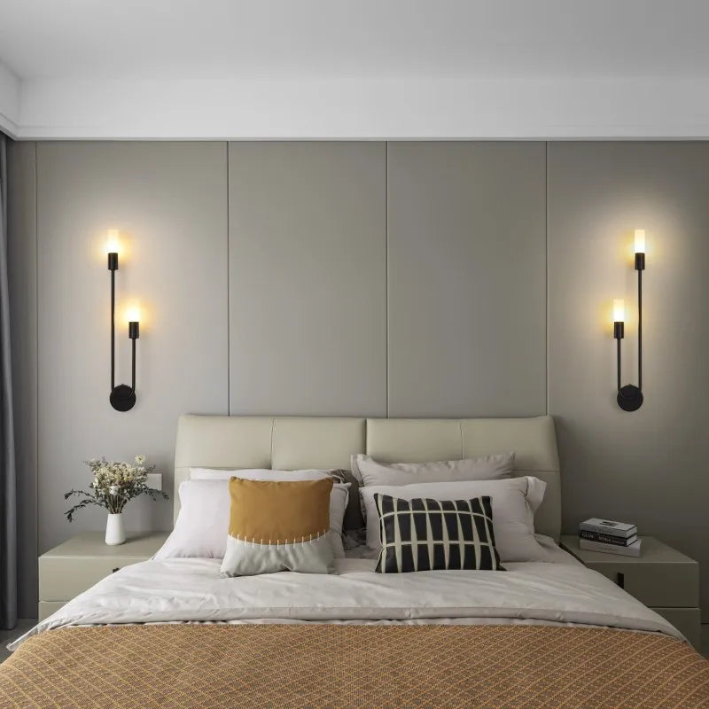 LED Golden Black Light Luxury Wall Lamp Living Room Nordic Modern Minimalist Creative Background Wall Corridor Bedroom Bedside