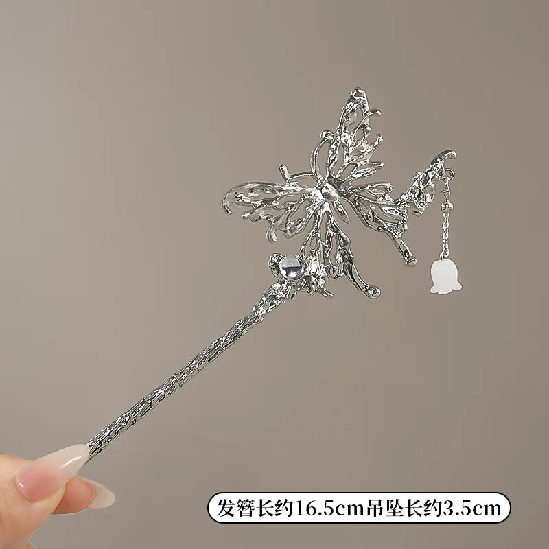 Elegant Flower Tassel Hairpin For Women Exquisite Neo-chinese Style Metal Hair Stick Girls Fashion Jewelry Hair Accessories