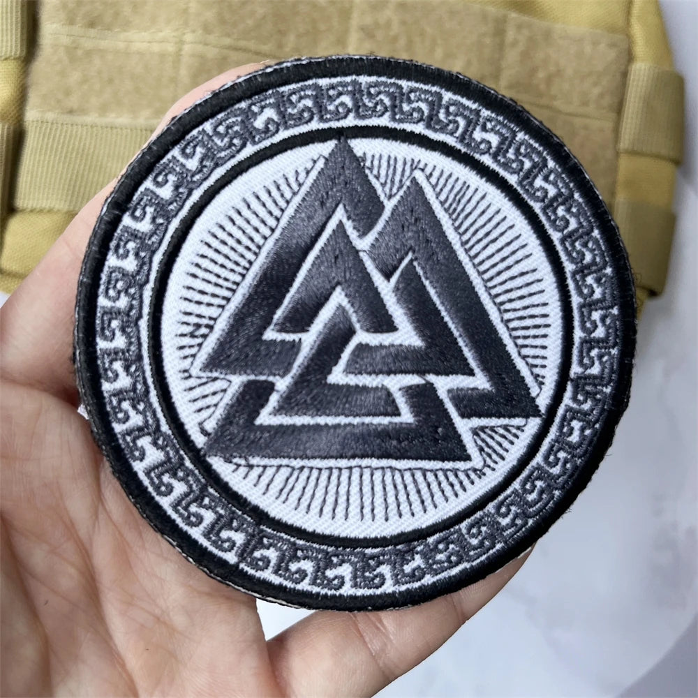 Viking Symbol Tree of Life Axe Embroidered Patches Tactical Morale Badge Backpack Hook and Loop Sticker
