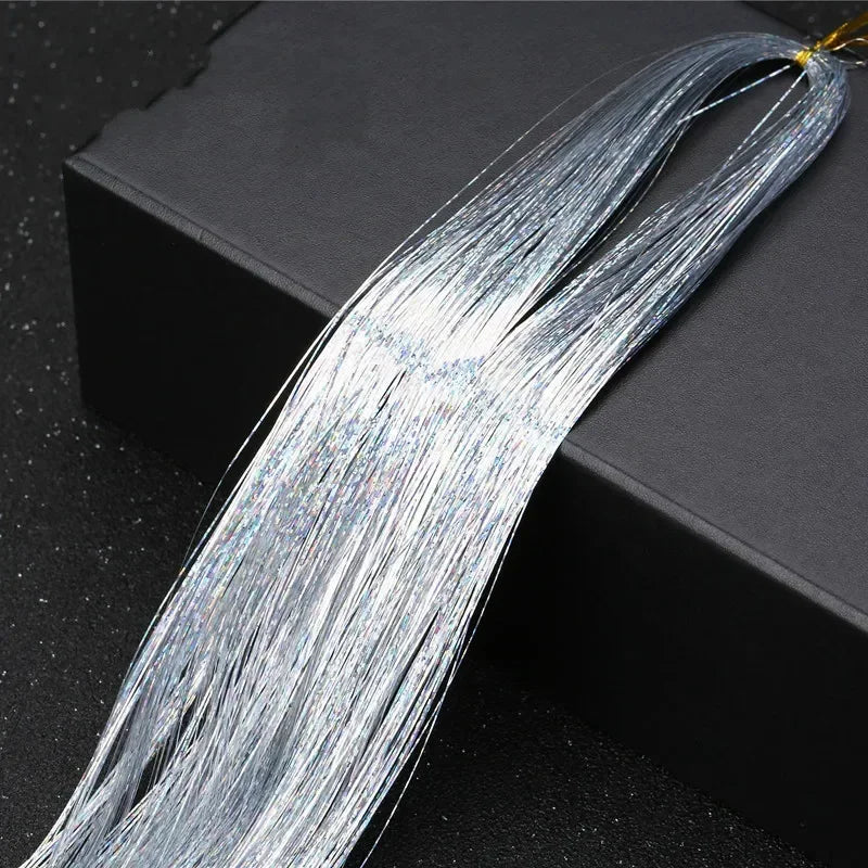 1 Pc Sparkle Tinsel Shiny Hair Tinsel Hair Extensions Dazzles Women Hippie for Braiding Headdress Hair Braiding Tools Long 100cm