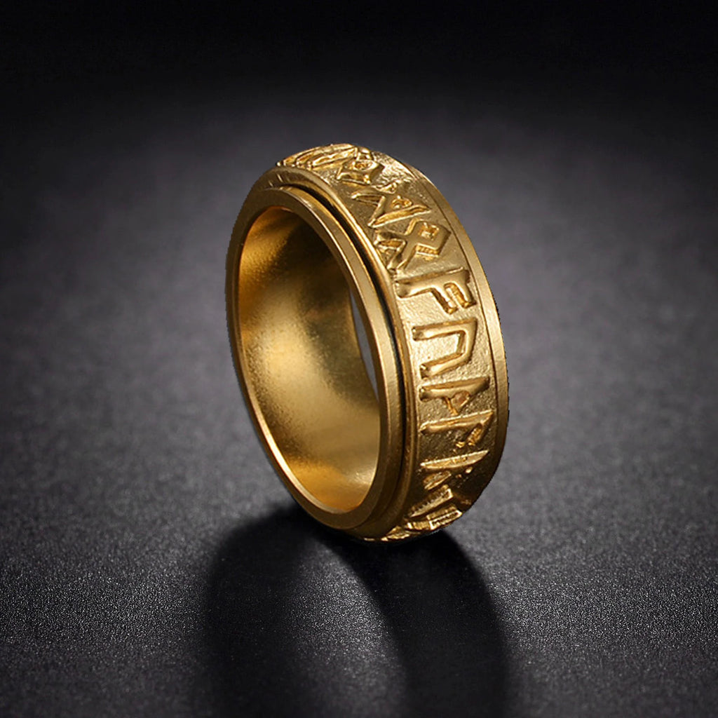 Vintage Viking Rune Rings For Men Women Retro Viking Stainless Steel Rotatable Fidget Anxiety Spinner Ring Retro Amulet Jewelry