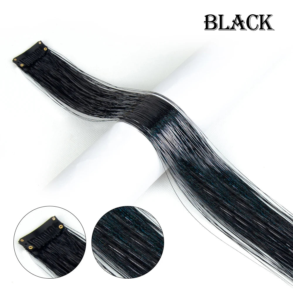 Clip In Hair Tinsel Fairy Hair Extensions Tinsel Glitter Colorful Clip On In Hair Extensions For Woman Girls Hair Accessories