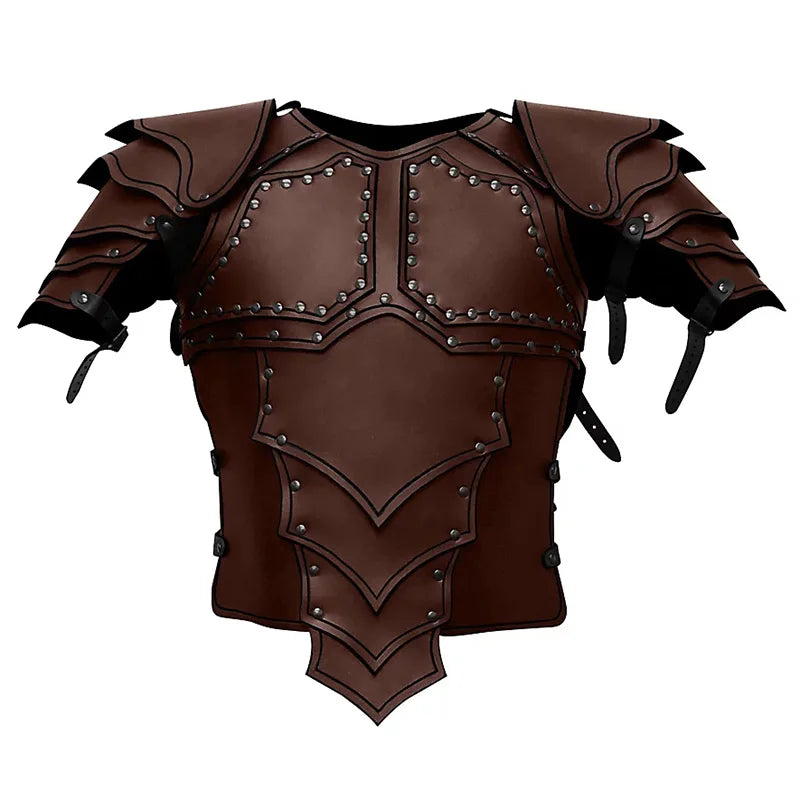 Medieval Viking Knight Pirate Cosplay Costume Body Shoulder Armor Set Steampunk PU Leather Vest Armour Larp Outfit Pauldrons Men