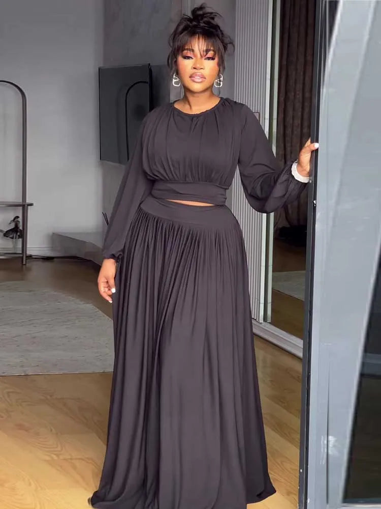 Female Clothing Autumn 2-piece Sets for Women Long Sleeve Top and Long Skirt Set Ladies Casual Dress Set Wholesale Dropshipping