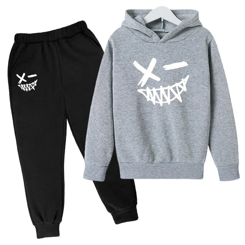 New Children's Hooded Casual Jacket, Boys' and Girls' Branded Clothing for Ages 3-13, Two-piece Set with Top and Pants, Party-ch