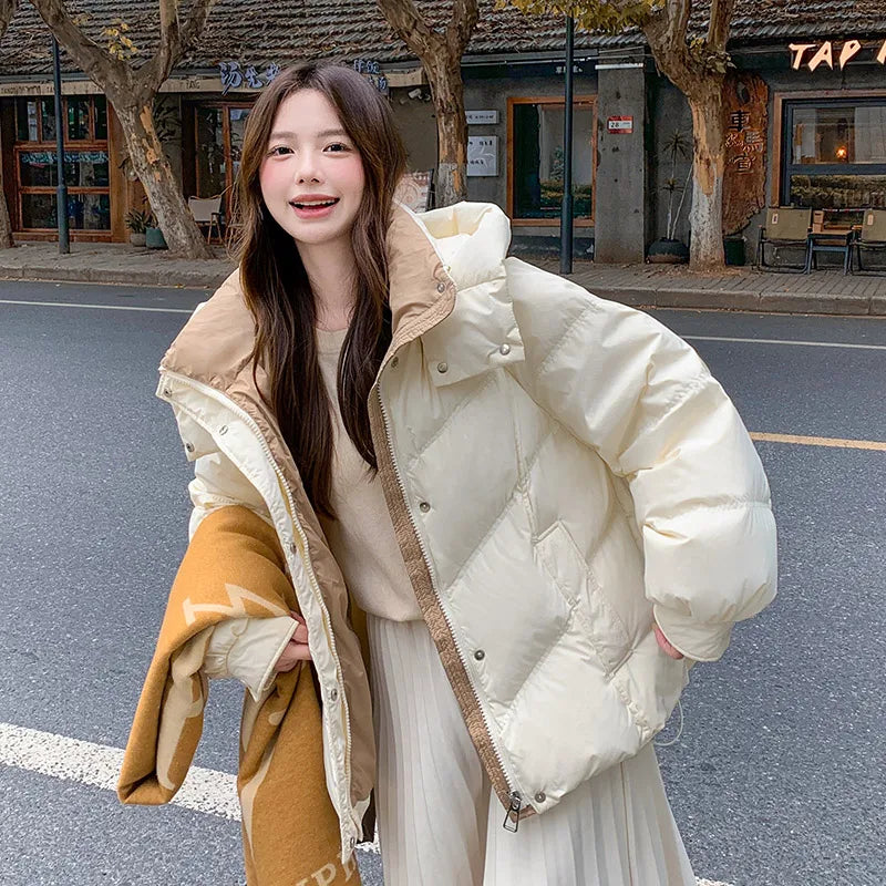 2025 Women Clothing Short Cotton Coat Winter New Style Loose Fit Thickened Petite Cotton Jacket Cold Protection Bread Parkas