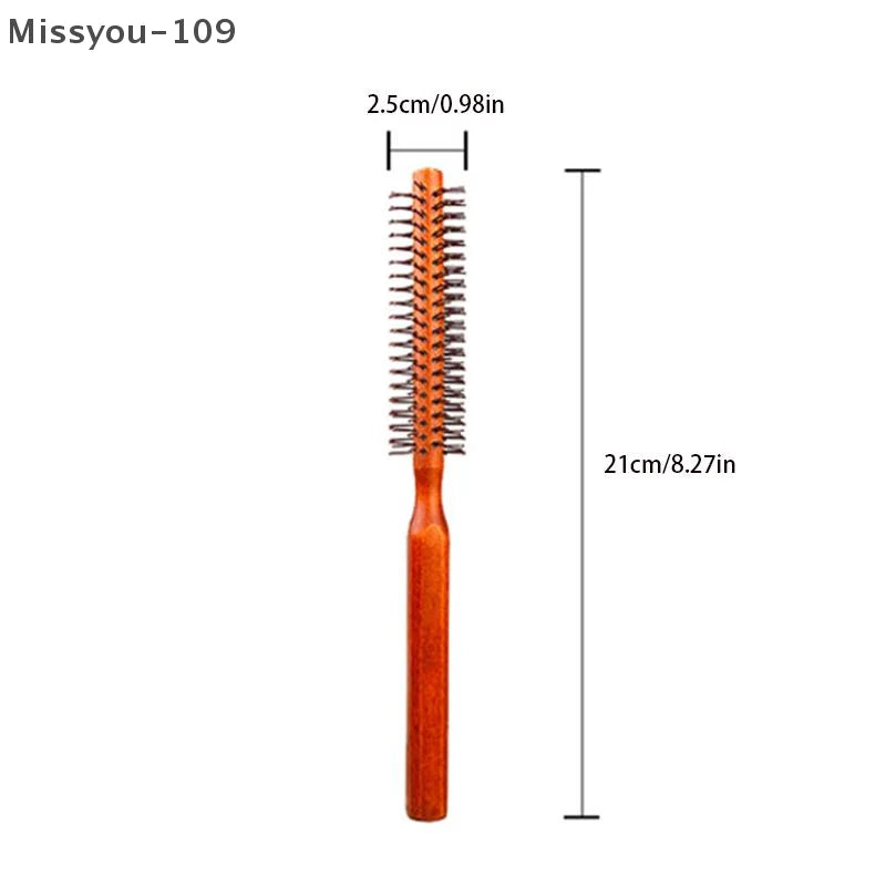 Bristle Wooden Curly Hair Comb Natural Boar Bristle Rolling Brush Round Barrel Blowing Curly Hairbrush Hair Styling Tool Barber