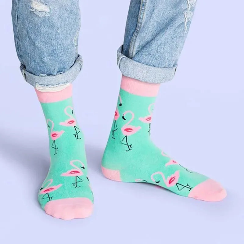 Funny men's and women's socks, cartoons, animals, fruits, beer, patterns, jacquard socks, hip hop skateboard socks