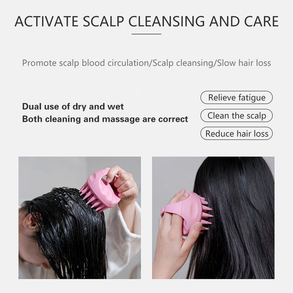 Silicone Scalp Massager - Deep Cleansing Shampoo Brush for Itchy Scalp & Professional Hair Care | Essential Oil Shampoo Comb