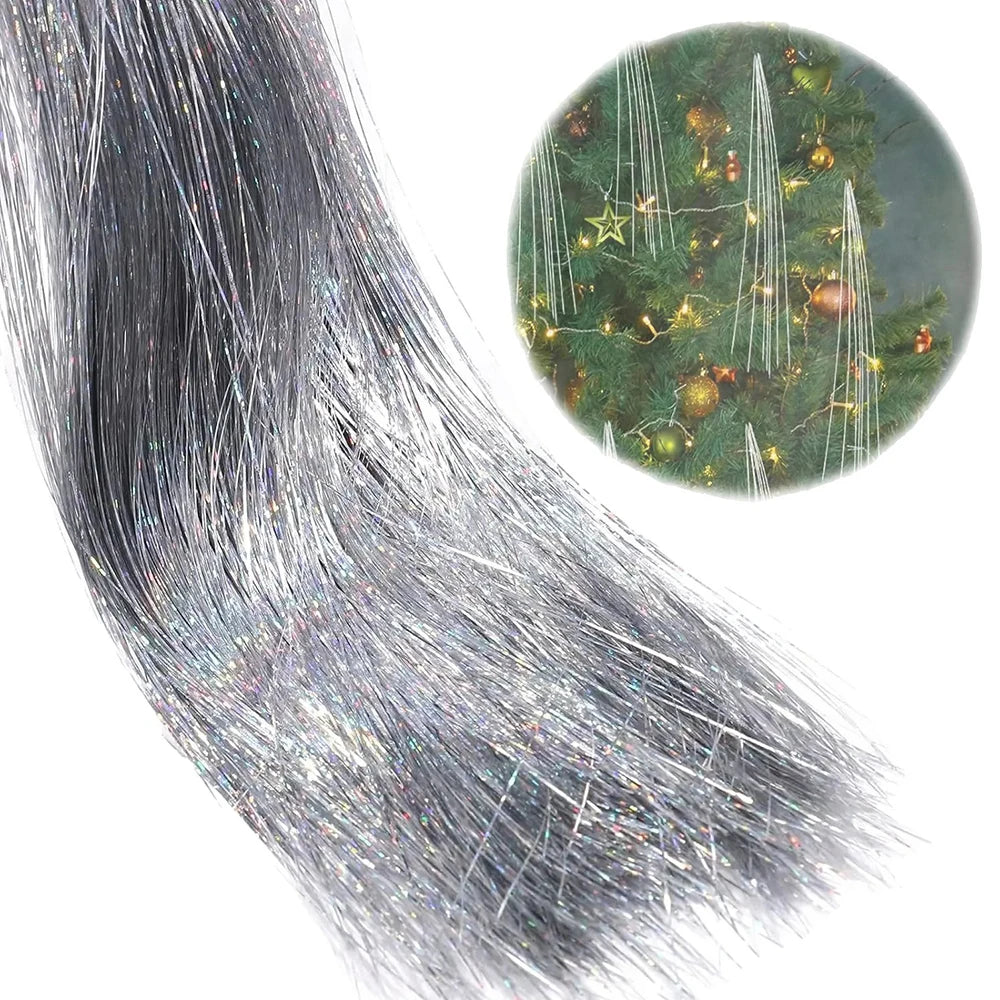 3000 Strands Christmas Tinsel Foil Fringe Garland Xmas Tree Decoration Gold Tinsel Icicles Iridescent Holiday Winter Party Decor