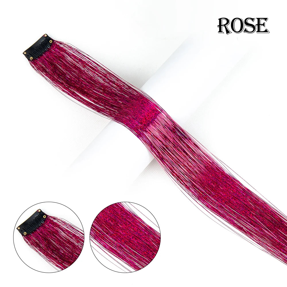 New Sparkle Hair Extensions Clip In Hair Tinsel Fairy Tinsel Hair Extensions With Clips Clip On Glitter Hair Tinsel Extensions