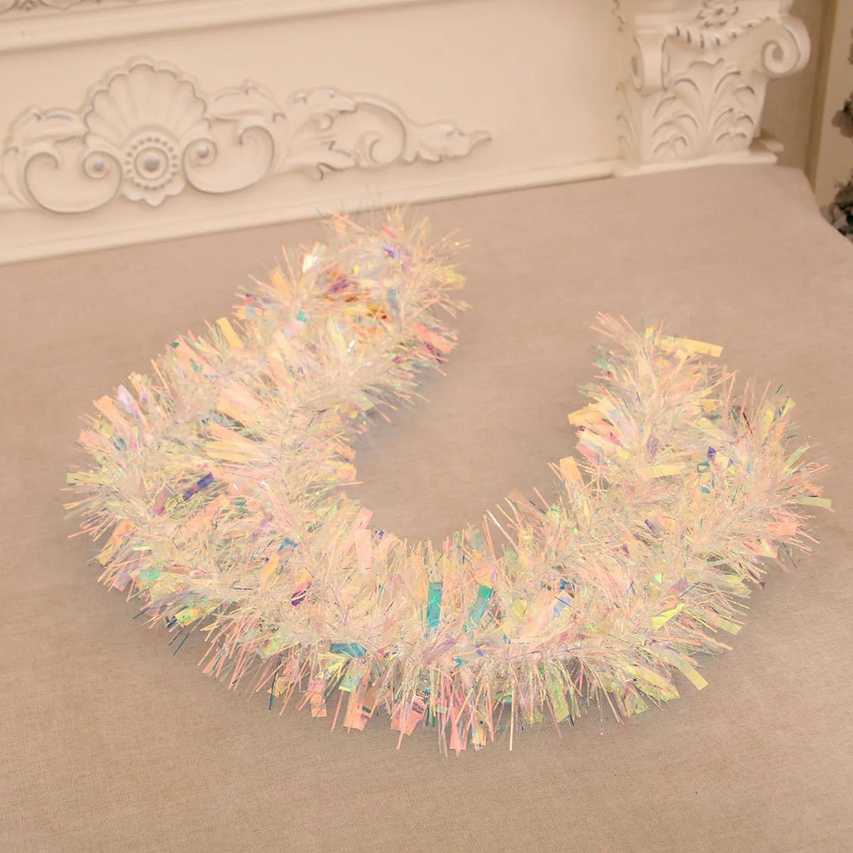 180cm Christmas Tinsel Ribbon Garland Gold Silver Color Decorative Tinsel Strips Home Wedding Birthday Party Wall Door Decor