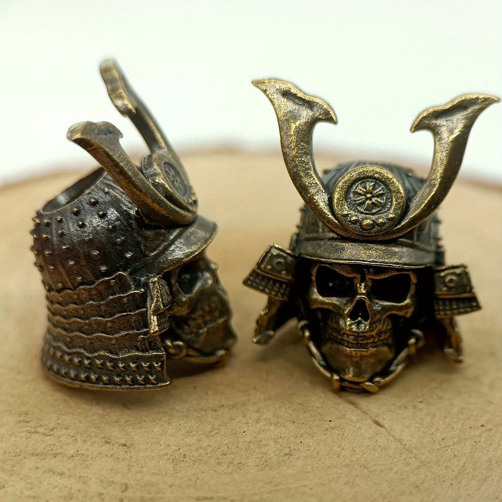 1pc Outdoors Tool Brass Skeleton Helmet Warrior Knife Beads Lanyard Pendant Backpack Bracelet Necklace Keychain DIY Accessories