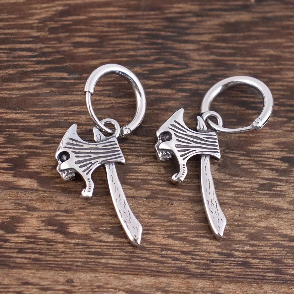 Vikings Jewelry Hip Hop Punk Viking Axe Drop Earrings Fashion Celtic Knot Rune Amulet Earrings Rock Biker Boys Stainless Steel