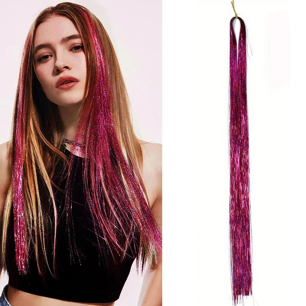 Glitter Tinsel Hair Extensions for Women and Girls Sparkling Shinny Fairy Hair Accessories for Christmas New Year Halloween