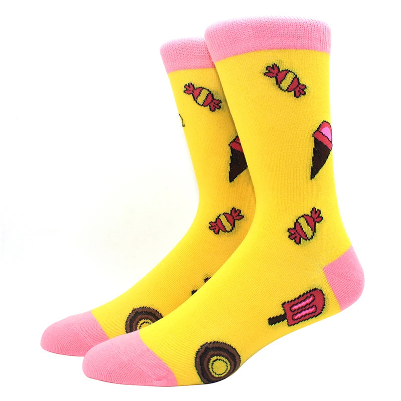 Funny men's and women's socks, cartoons, animals, fruits, beer, patterns, jacquard socks, hip hop skateboard socks
