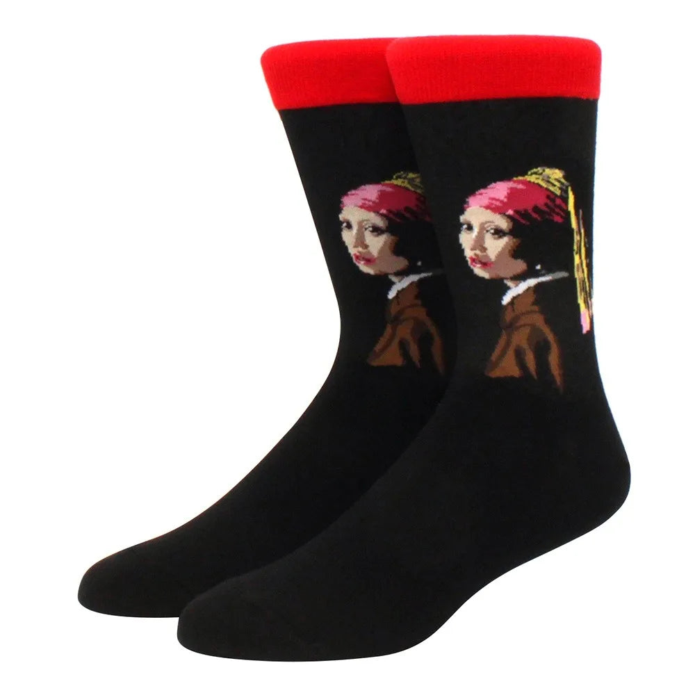 Man Plus Size Socks Art Mural World Famous Art Oil Painting Series Woman Funny Socks