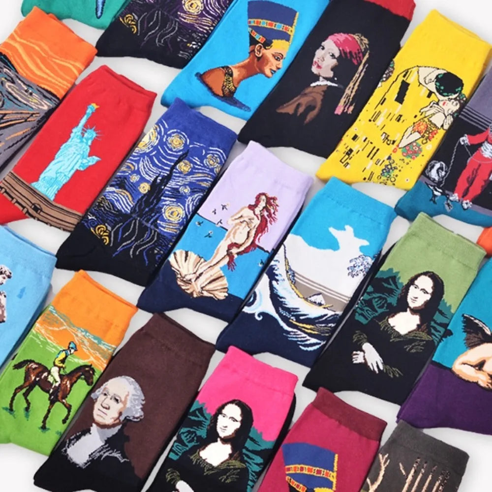 Man Plus Size Socks Art Mural World Famous Art Oil Painting Series Woman Funny Socks