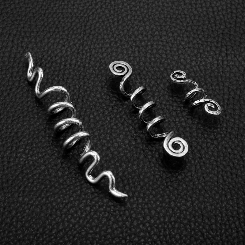 Viking Spiral Charms Beads for Hair Braids for Beard Hair Beads Jewelry Vintage Women Girl Hairpin Hair Clips Accessories-15