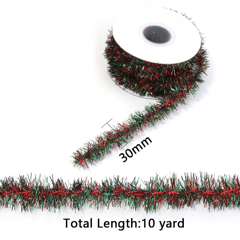 10Yards Gold Silver Wire Garland Tinsel Hanging Rattan Christmas Tree Decoration Xmas Wedding Birthday Party Colorful Ribbon