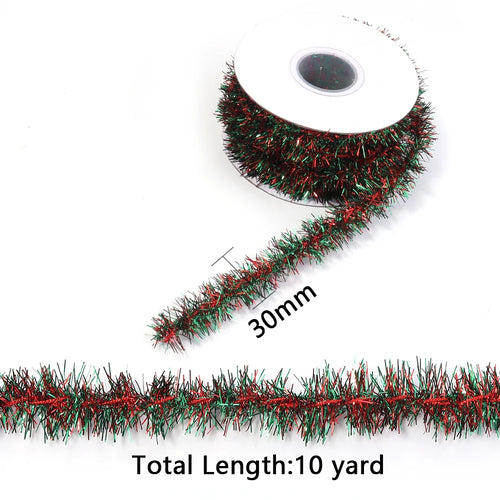 10Yards Gold Silver Wire Garland Tinsel Hanging Rattan Christmas Tree Decoration Xmas Wedding Birthday Party Colorful Ribbon