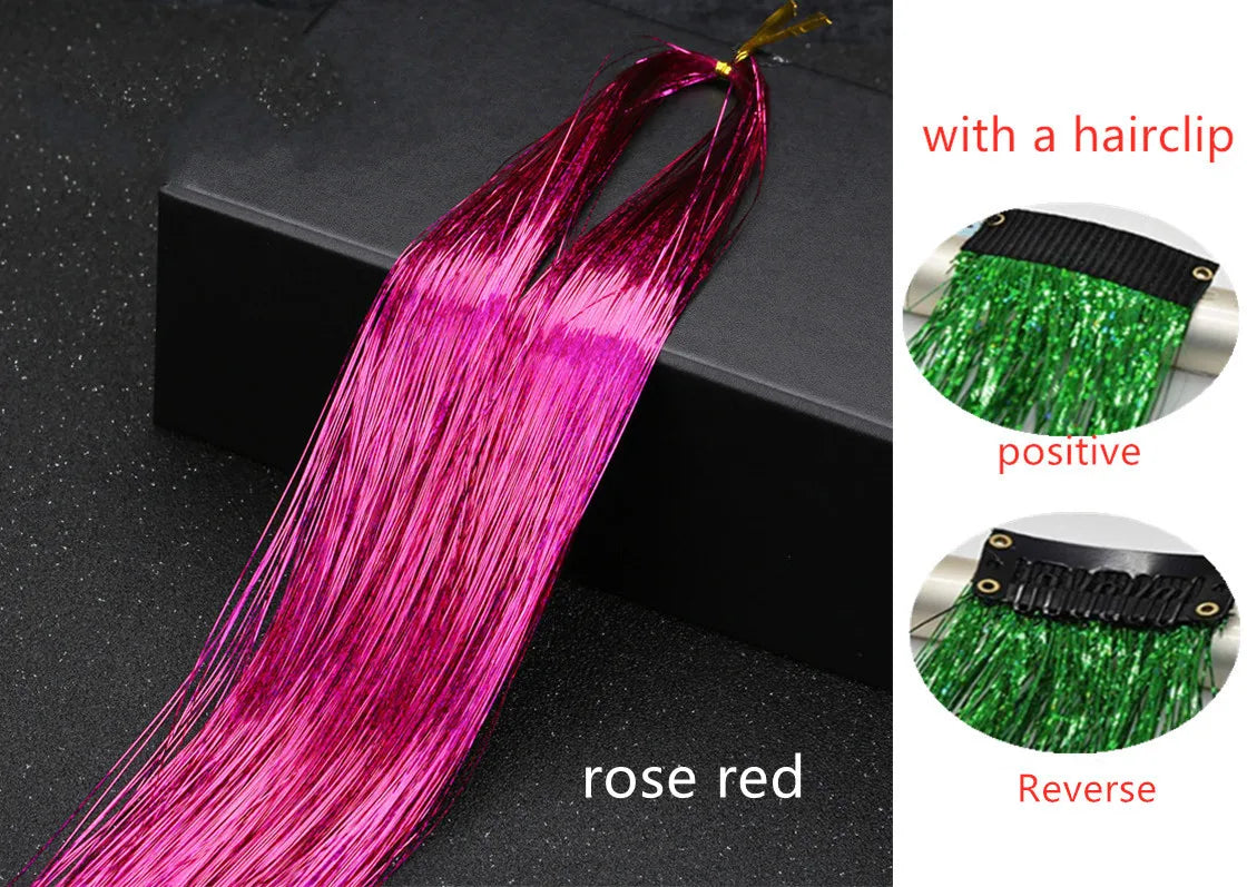 Hair Tinsel Glitter Braids High Temperature Fiber Bling Women's Tinsel Hair Strands In Braiders French Twist Hair Accessories