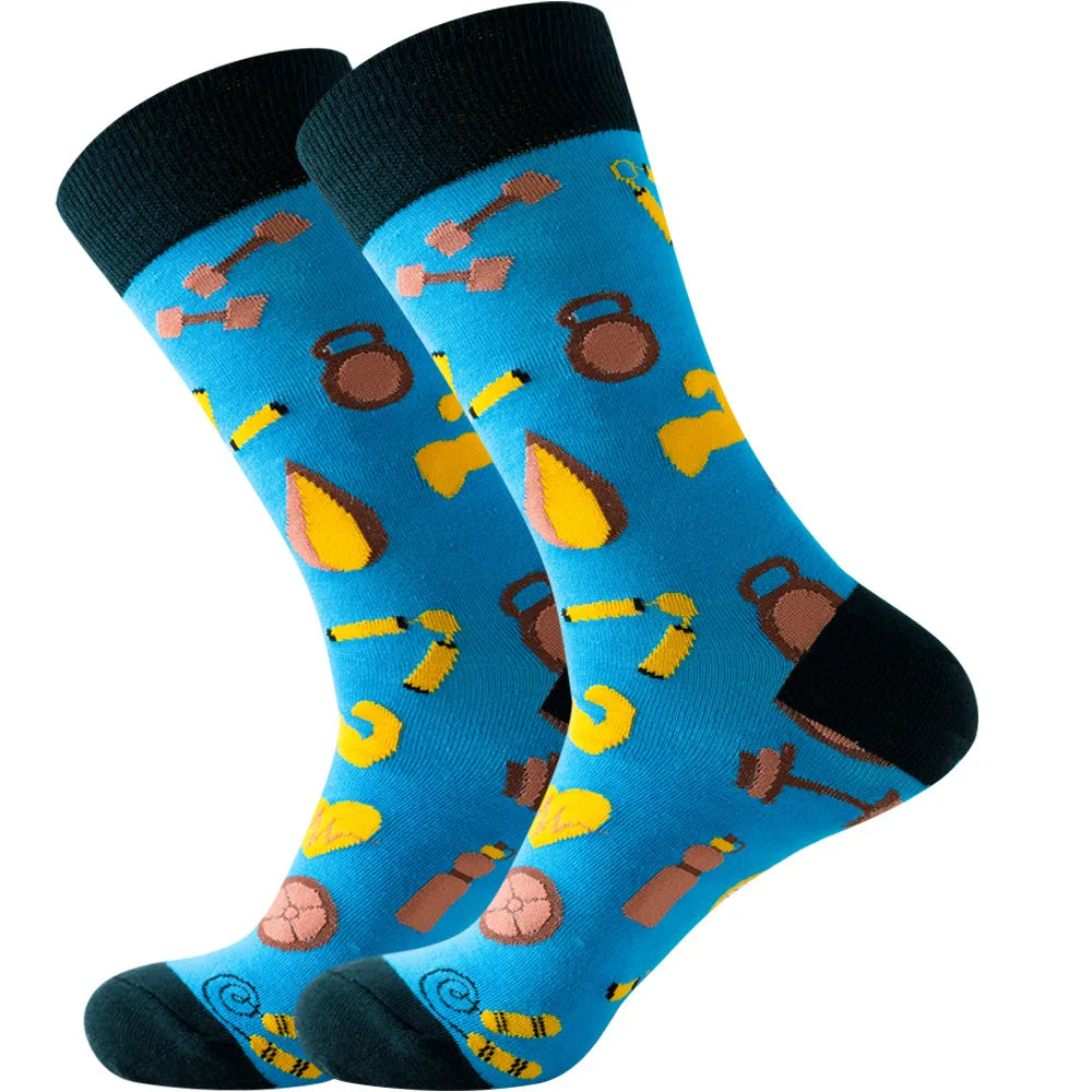 Men's socks original design happy socks animal food astronaut men's socks crew geometric women's socks halloween socks