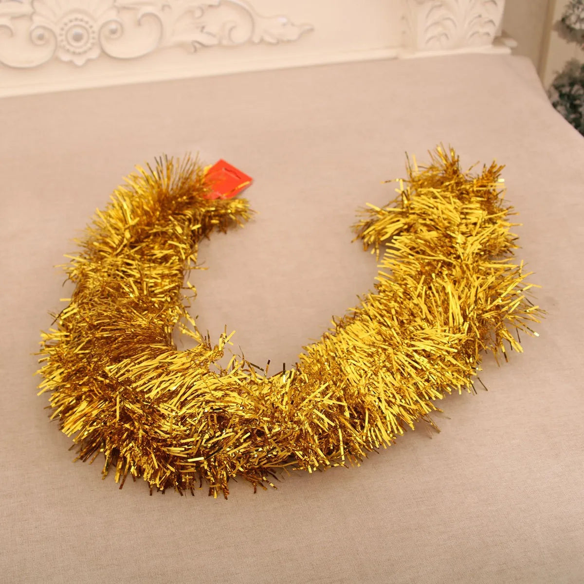 180cm Christmas Tinsel Ribbon Garland Gold Silver Color Decorative Tinsel Strips Home Wedding Birthday Party Wall Door Decor