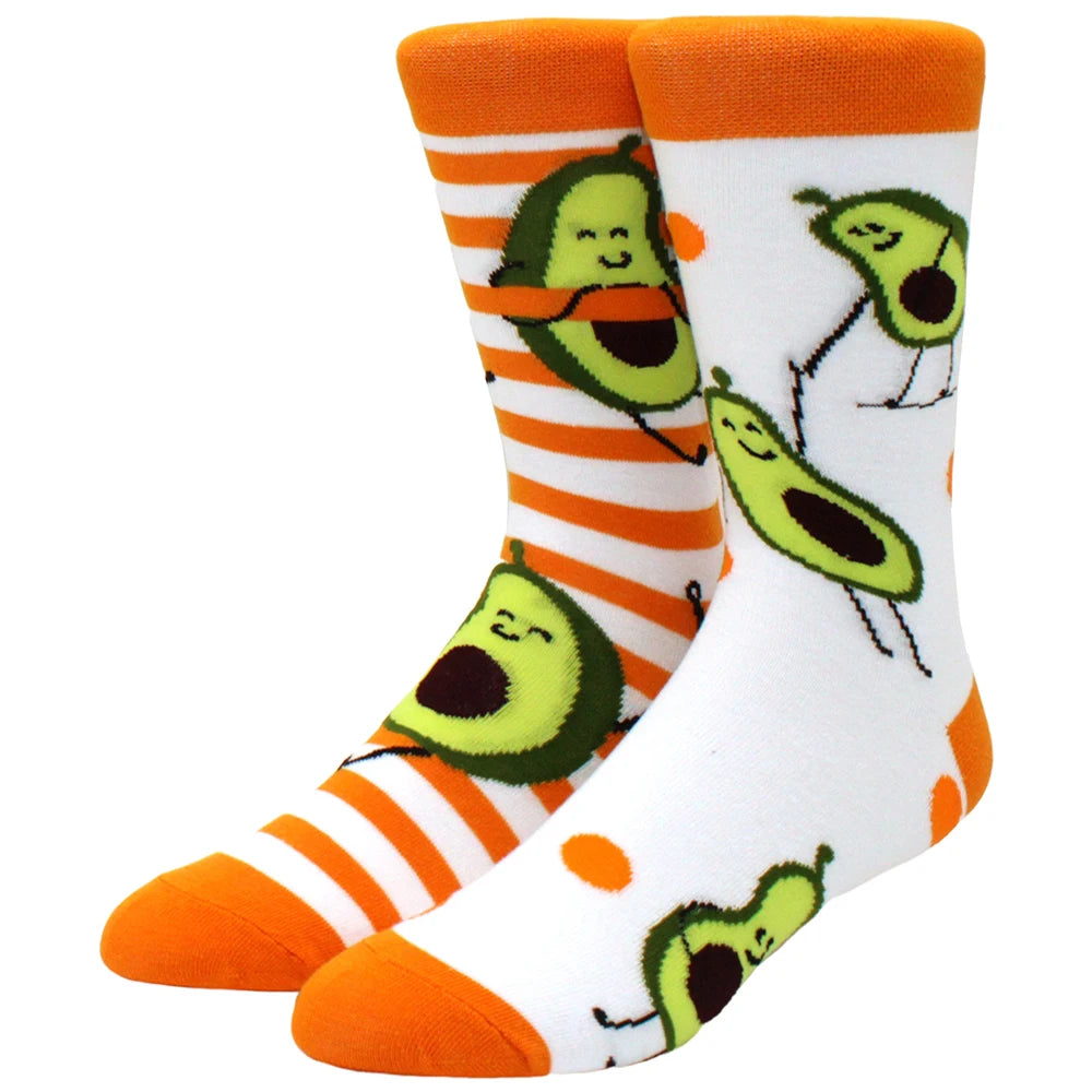 Funny men's and women's socks, cartoons, animals, fruits, beer, patterns, jacquard socks, hip hop skateboard socks