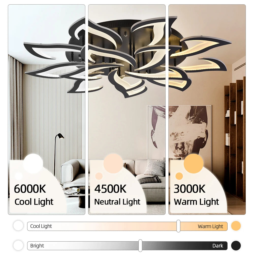 Modern LED Ceiling Light fixture Flower Design chandelier Dimmable Home Lighting Kitchen Living room Bedroom Ceiling Lamp lustre