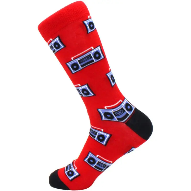 Men's hip hop harajuku socks polka dot alien skateboard checkered animal medium cut funny socks