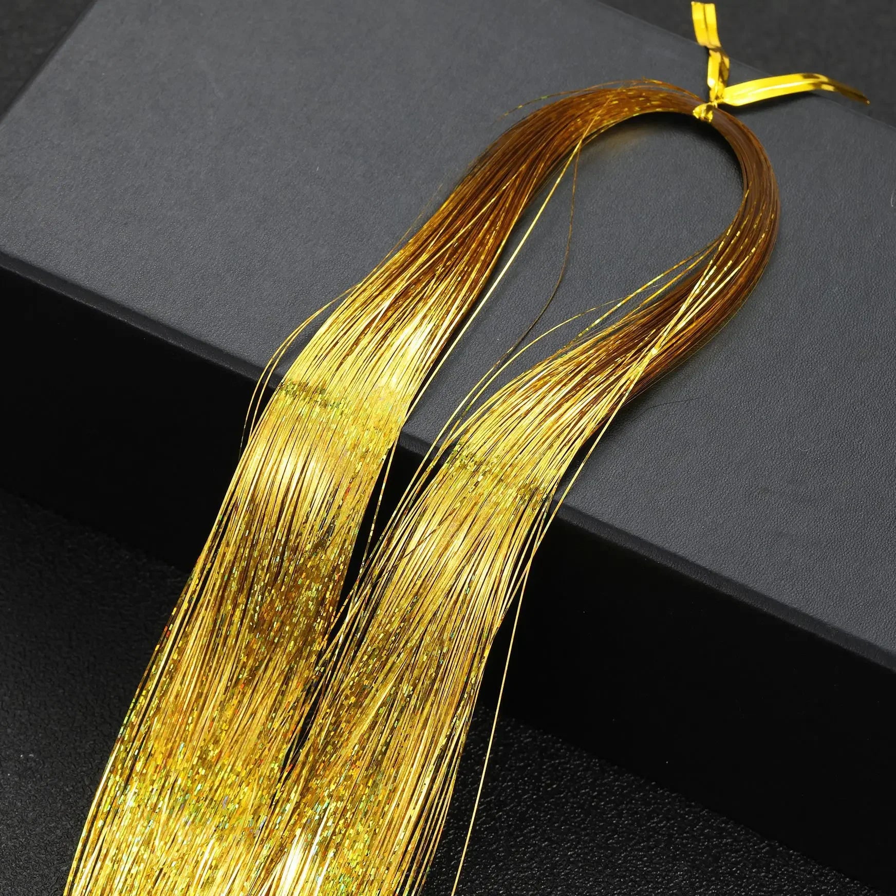 93cm Glitter Hair Tinsel Extension with BB Clips Laser Gold Silver Tinsel Hair Braided Girls Headwear Braiding Hair Decor Tools