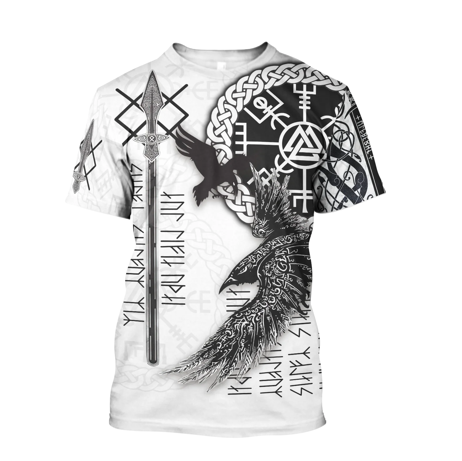 Summer 2022 Viking Mystic Ancient Symbol Charm with Men's Printed T-shirt O Neck Short Sleeve Oversized Loose Street Casual Top