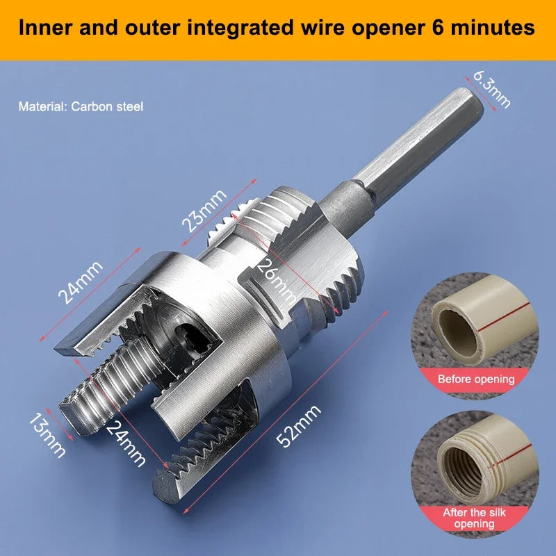 1pc 4/6 Split Integrated Internal and External Water Pipe Threading Tool PPR & PPE & PVC Plastic Pipes Threader