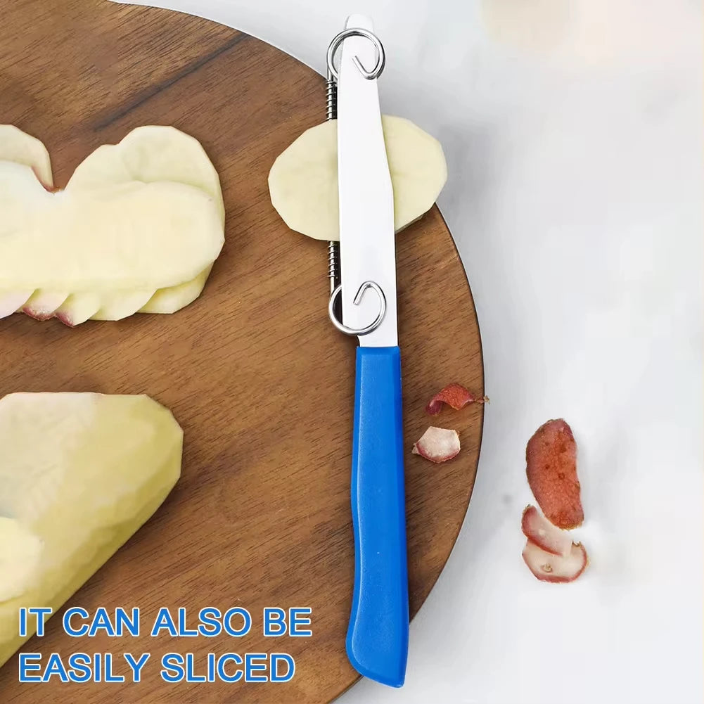 Quick Slicing Cutter Portable Fruit Vegetable Cutter Peeler with Spring for Kitchen Use