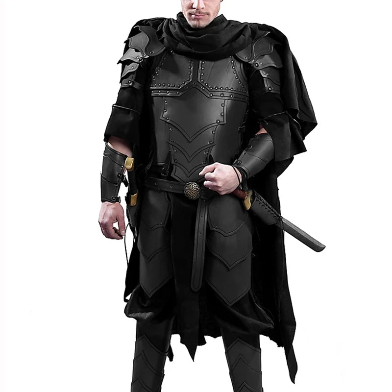Medieval Viking Knight Pirate Cosplay Costume Body Shoulder Armor Set Steampunk PU Leather Vest Armour Larp Outfit Pauldrons Men