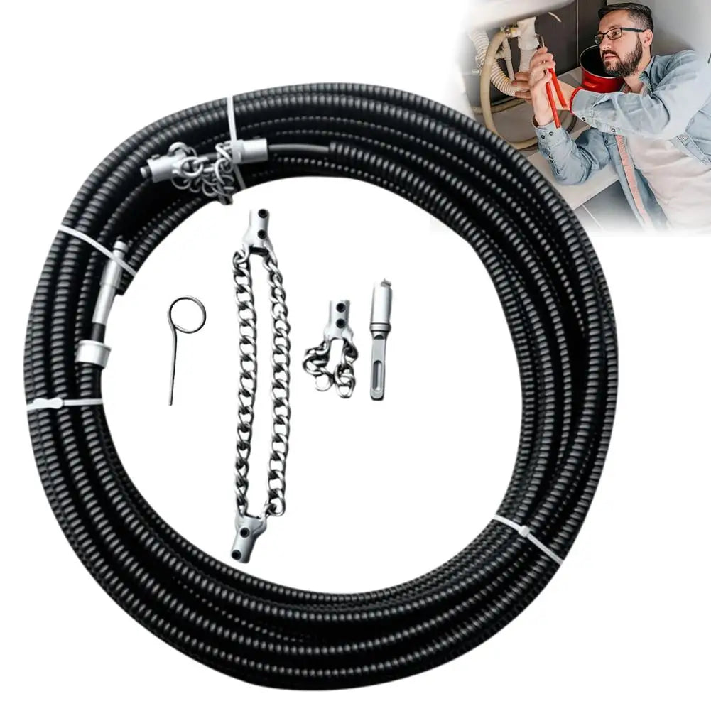 Electrical Drain Cleaner Dredging Sewer Special Tool Tool Solid Chain Dredging Spring Oil Stain Blocking Pipeline Dredging Tool