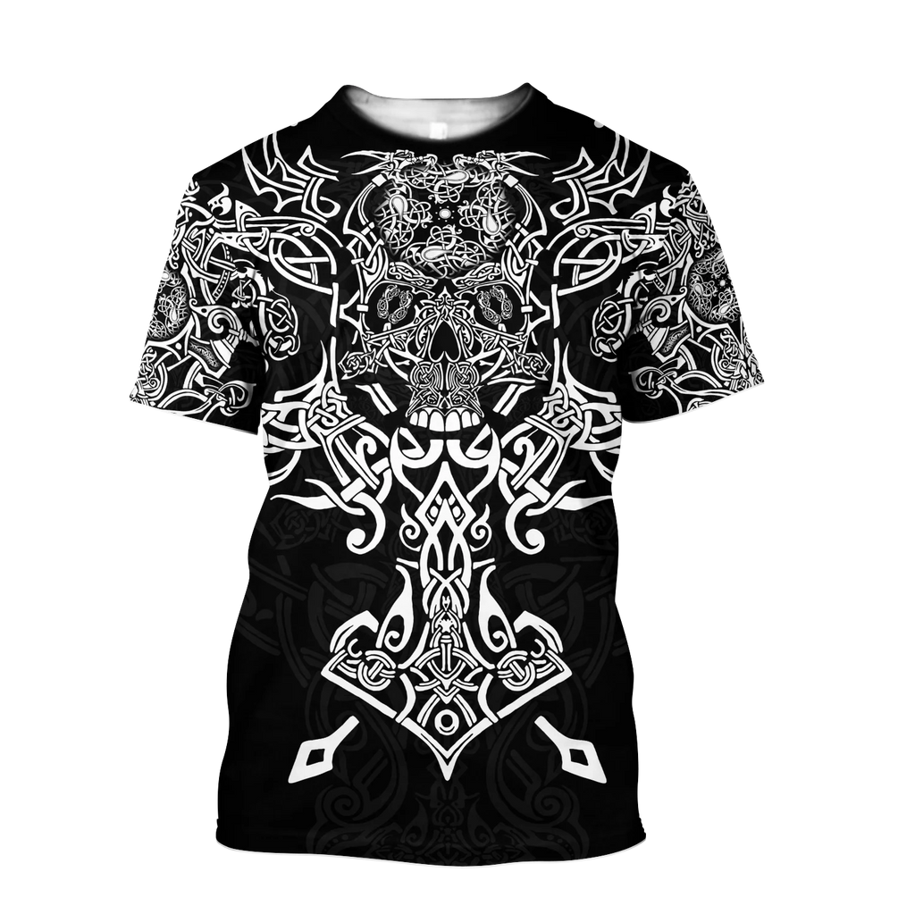 Summer 2022 Viking Mystic Ancient Symbol Charm with Men's Printed T-shirt O Neck Short Sleeve Oversized Loose Street Casual Top