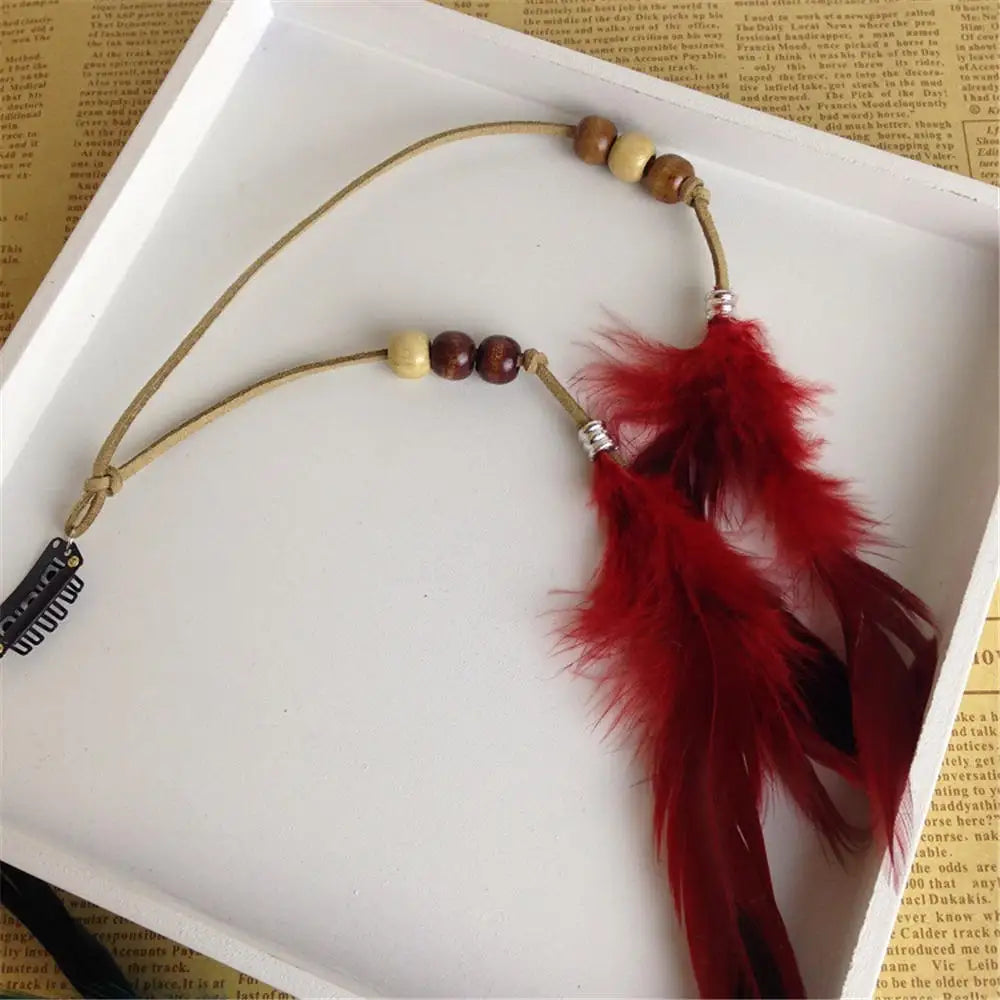 Bohemian Feather Hairband Women's Festive Masquerade Carnival Hippies Costume Indian Prom Gypsy Long Tassel Hair Accessories