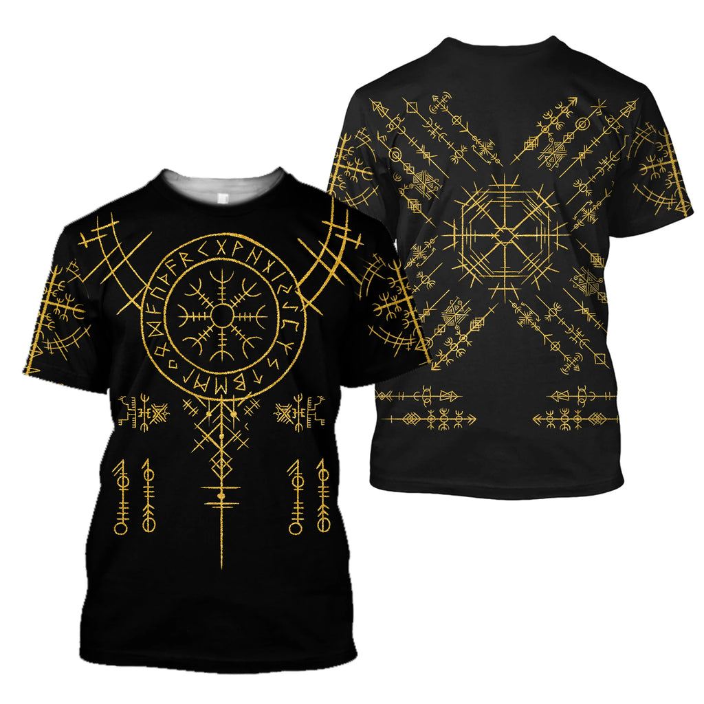 Summer 2022 Viking Mystic Ancient Symbol Charm with Men's Printed T-shirt O Neck Short Sleeve Oversized Loose Street Casual Top