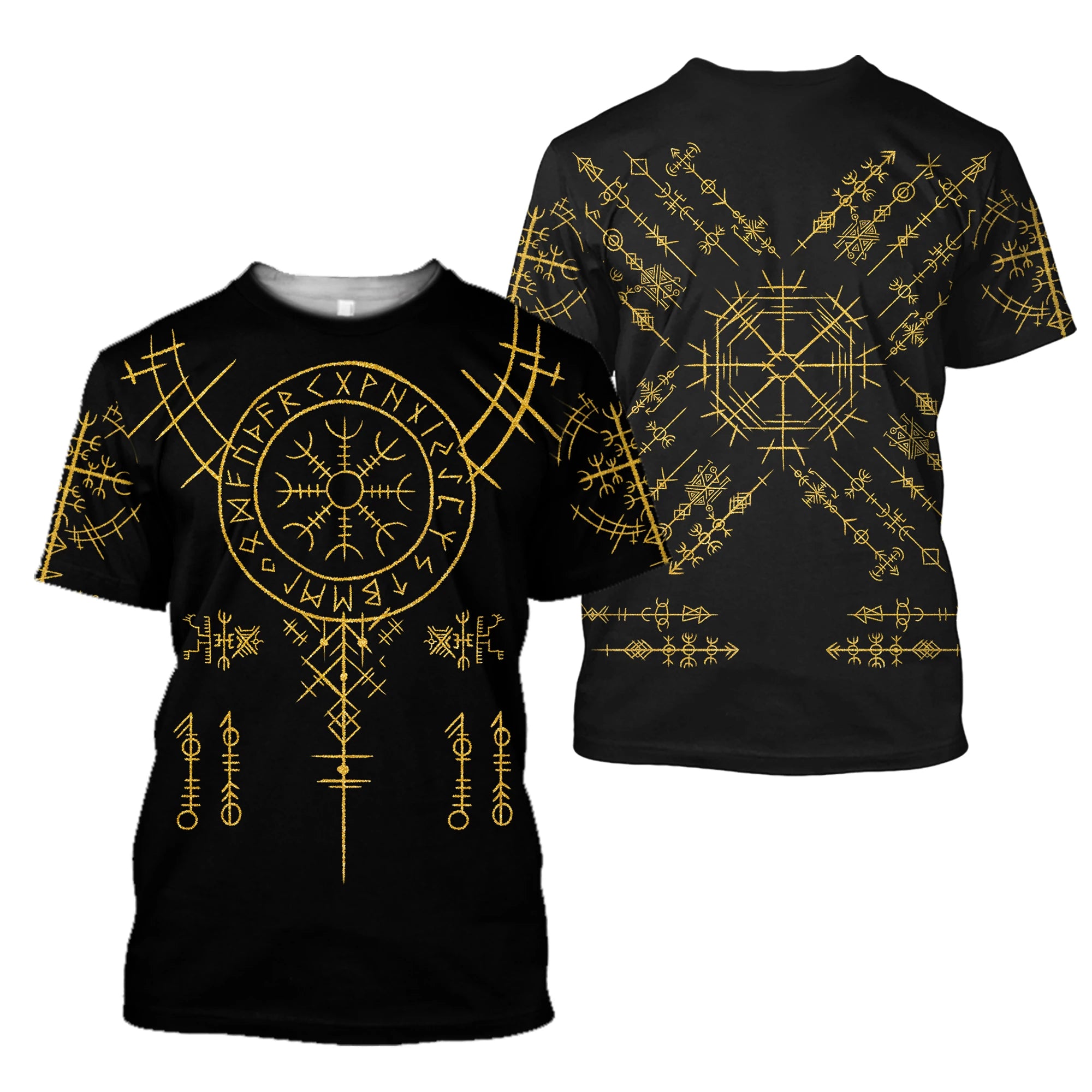 Summer 2022 Viking Mystic Ancient Symbol Charm with Men's Printed T-shirt O Neck Short Sleeve Oversized Loose Street Casual Top
