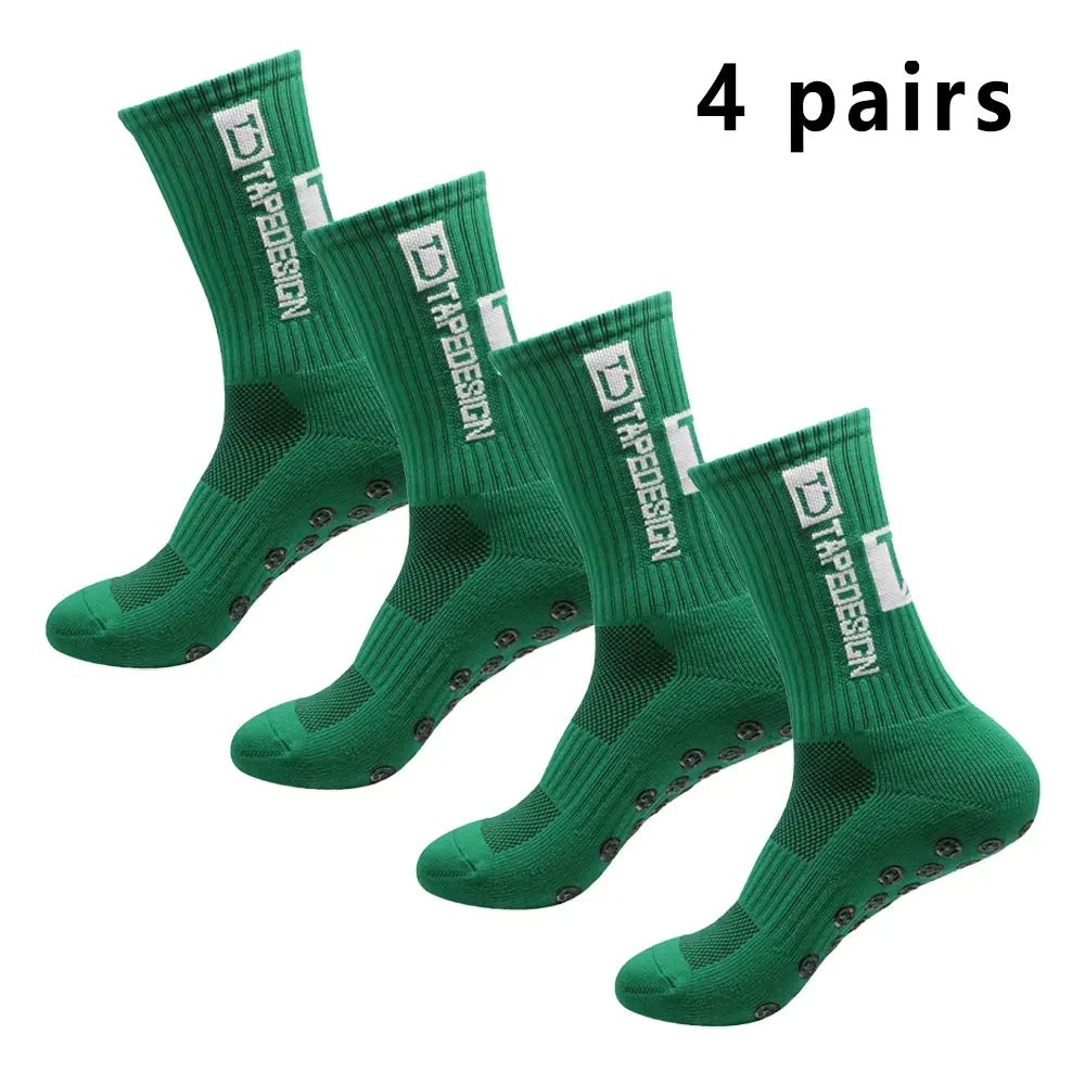 4 pairs of football socks sports socks men's mid-calf socks silicone non-slip dot socks basketball yoga socks